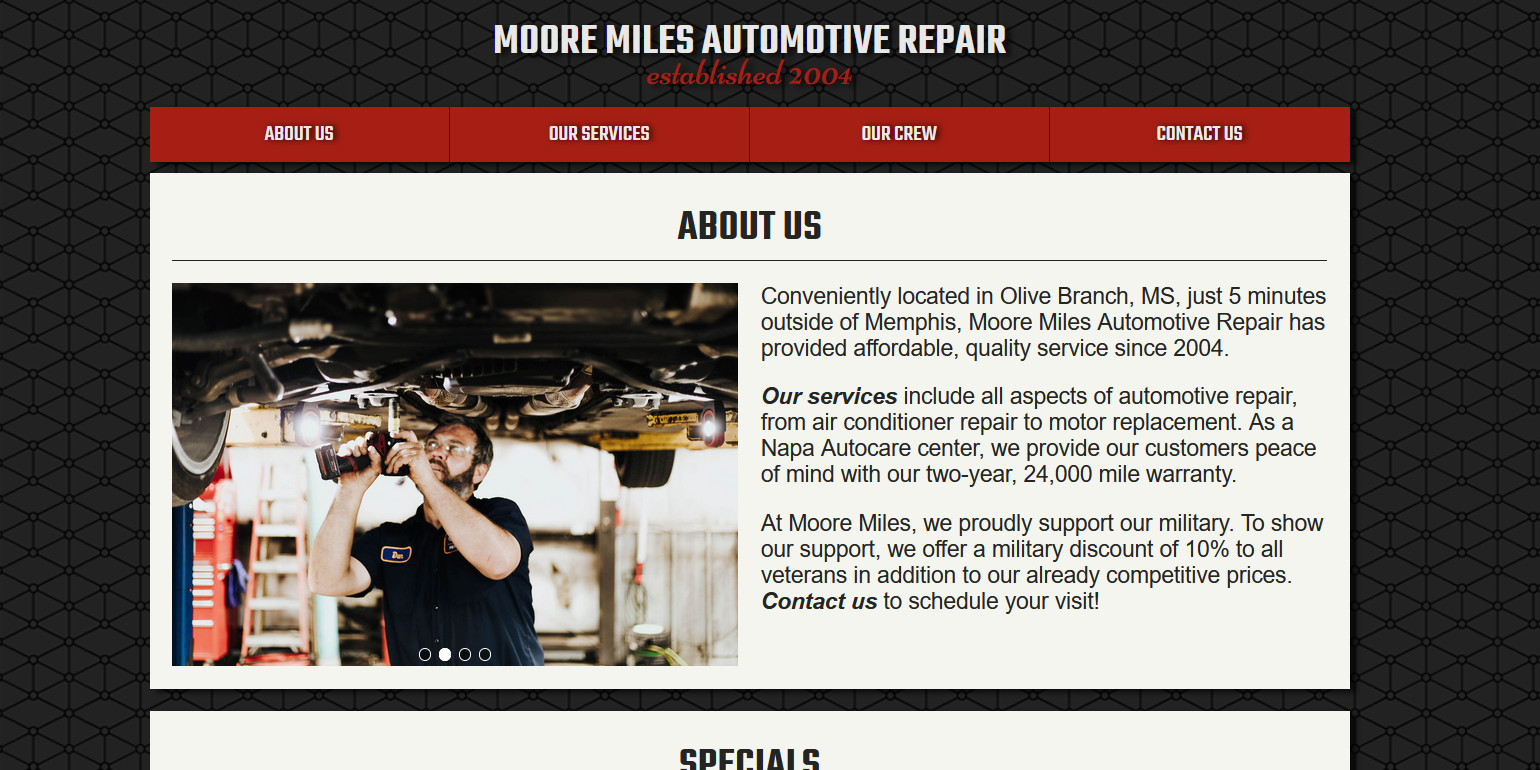 Moore Miles Automotive Repair website